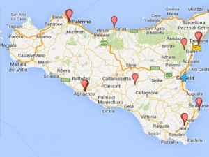 Harta Sicilia cu obiective turistice